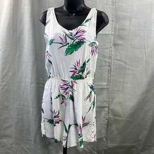 Vintage Tropical Heat Hawaiian Floral Sleeveless Romper | Medium